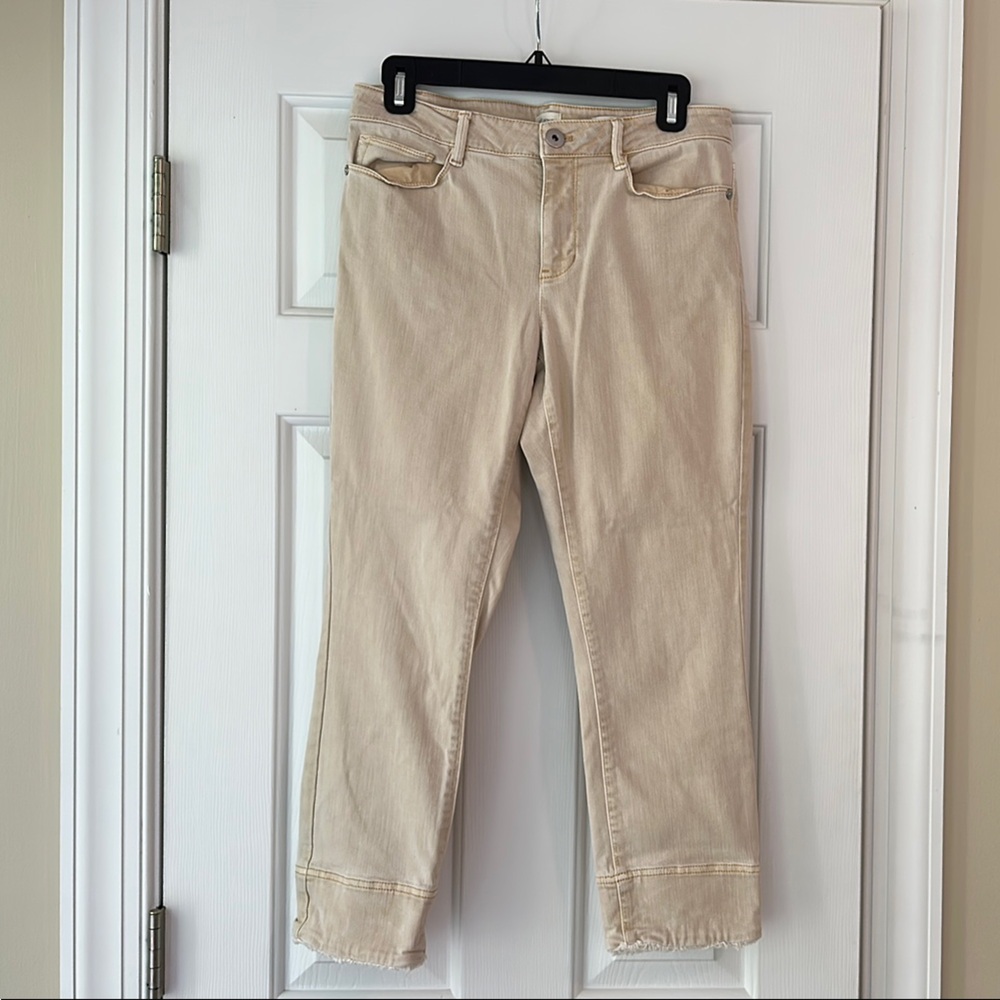 J. Jill Cropped Ankle Jeans in Light Beige